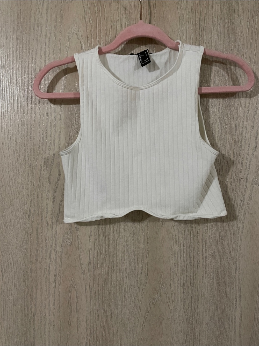 Forever 21 White Ribbed Cropped Tank Top